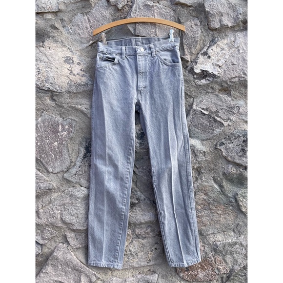 Wrangler | Vintage 80s 90s High Rise Light Gray Straight Tapered Jeans - Picture 3 of 9
